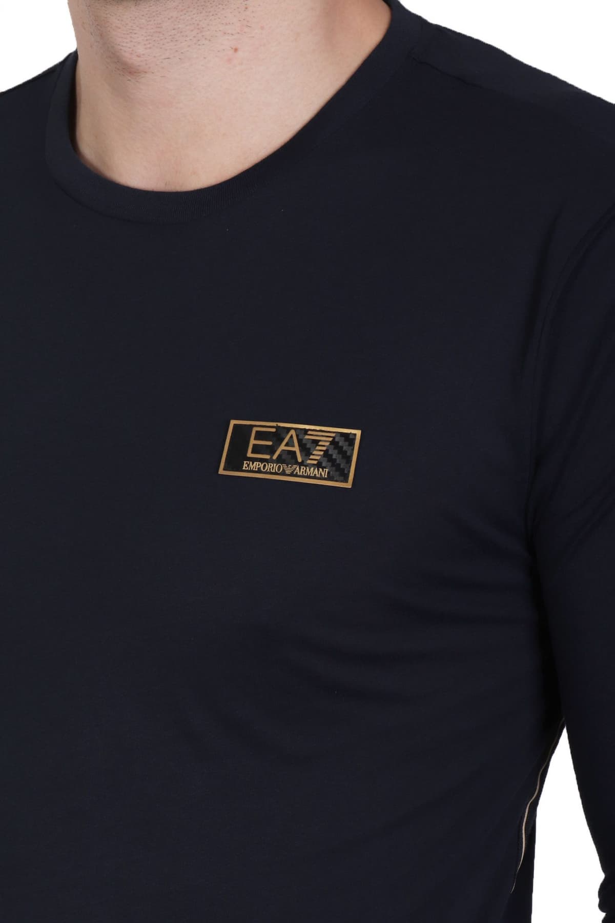ARMANI 7 T-SHIRT GOLD LOGO ΜΠΛΕ