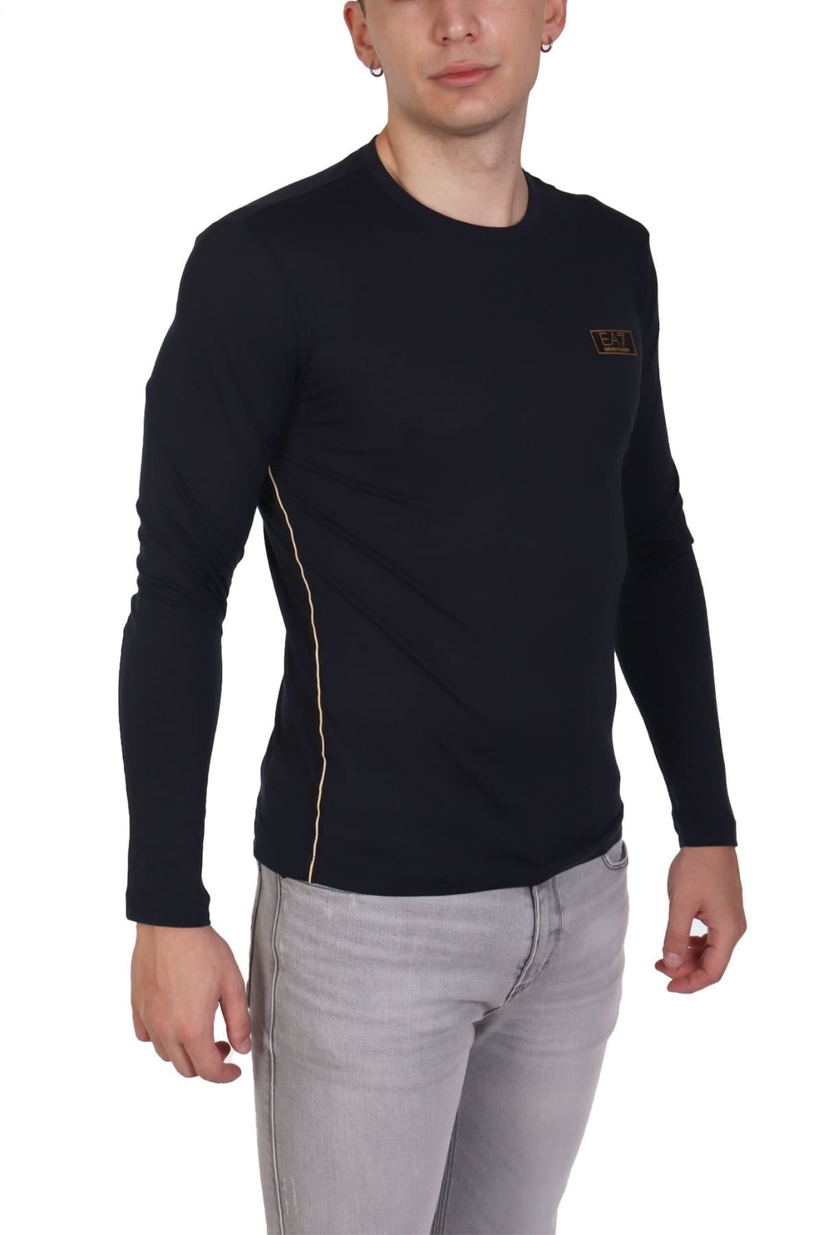 ARMANI 7 T-SHIRT GOLD LOGO ΜΠΛΕ