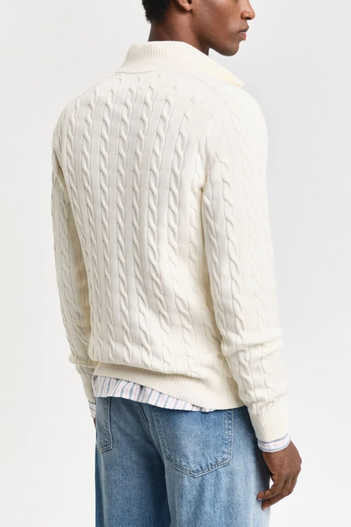 GANT ΠΛΕΚΤΟ HALF ZIP COTTON CABLE ΛΕΥΚΟ