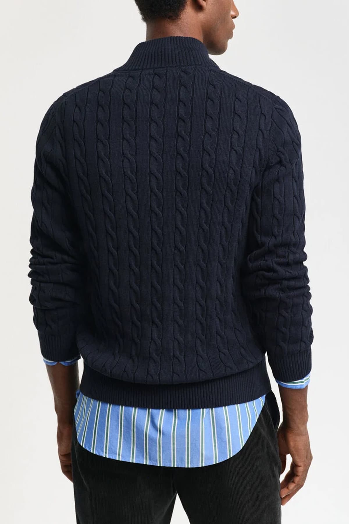 GANT ΠΛΕΚΤΟ HALF ZIP COTTON CABLE ΜΠΛΕ