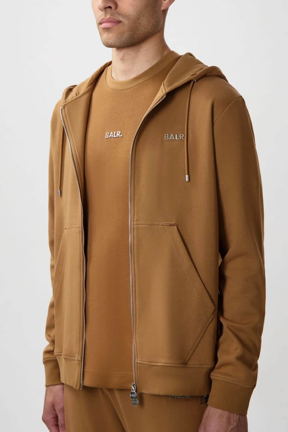 BALR. Q-SERIES ΦΟΥΤΕΡ ZIPHOOD REGULAR FIT ΜΕΤΑΛΛΙΚΟ LOGO ΤΑΜΠΑ