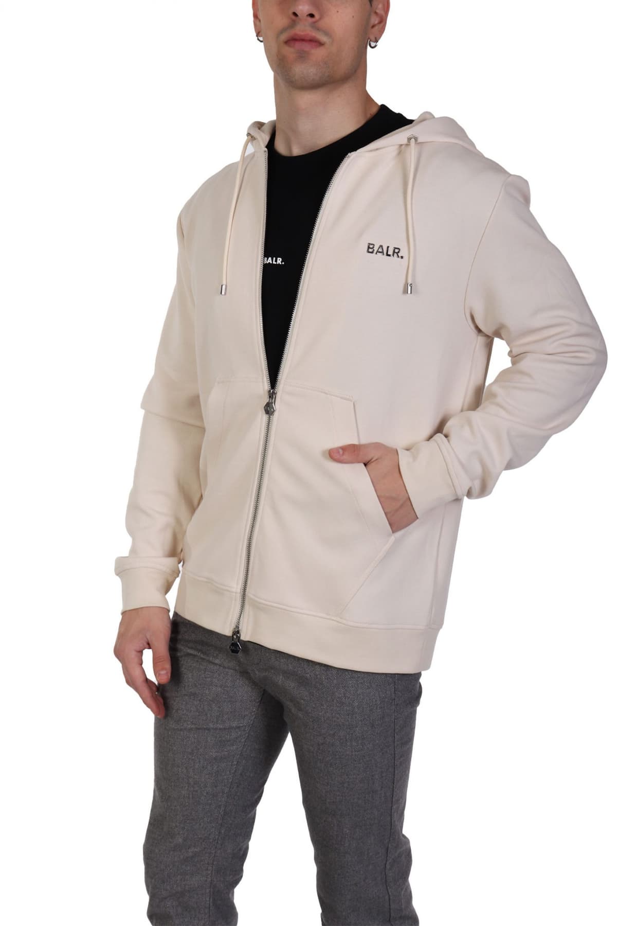 BALR. Q-SERIES ΦΟΥΤΕΡ ZIPHOOD REGULAR FIT ΜΕΤΑΛΛΙΚΟ LOGO ΕΚΡΟΥ
