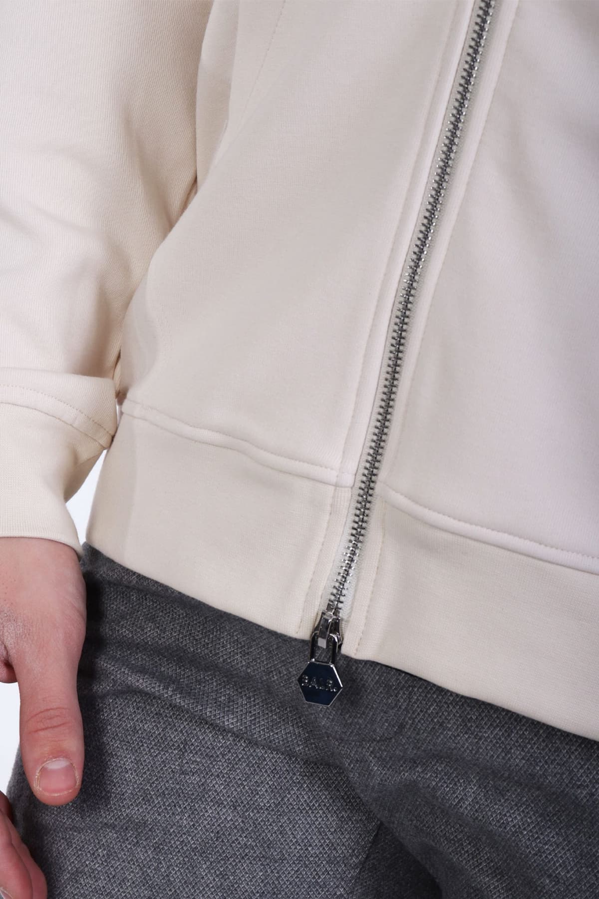 BALR. Q-SERIES ΦΟΥΤΕΡ ZIPHOOD REGULAR FIT ΜΕΤΑΛΛΙΚΟ LOGO ΕΚΡΟΥ