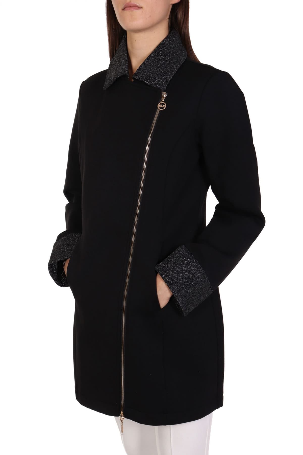 LIU-JO ΠΑΛΤΟ / ΓΙΛΕΚΟ ΦΟΥΣΚΩΤΟ ΜΑΥΡΟ