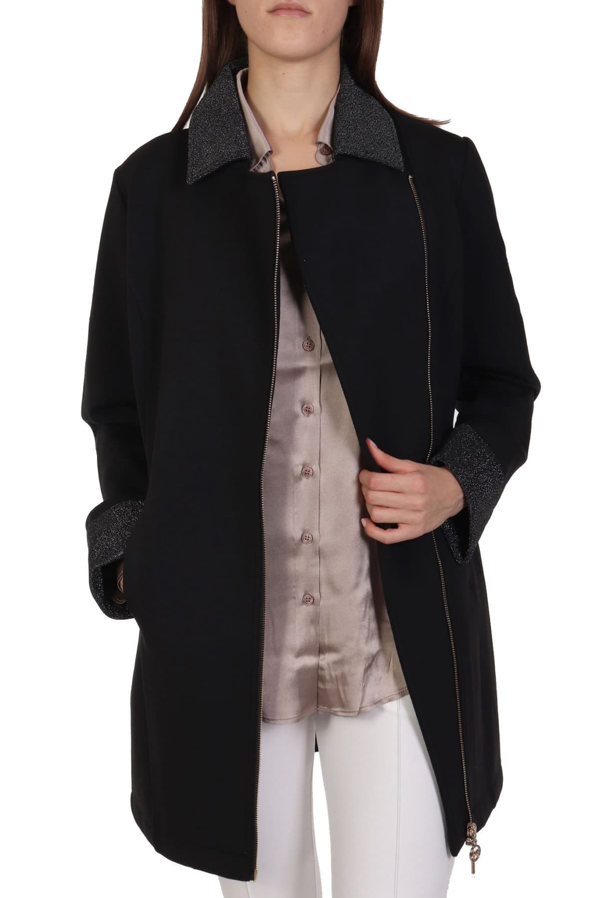 LIU-JO ΠΑΛΤΟ / ΓΙΛΕΚΟ ΦΟΥΣΚΩΤΟ ΜΑΥΡΟ