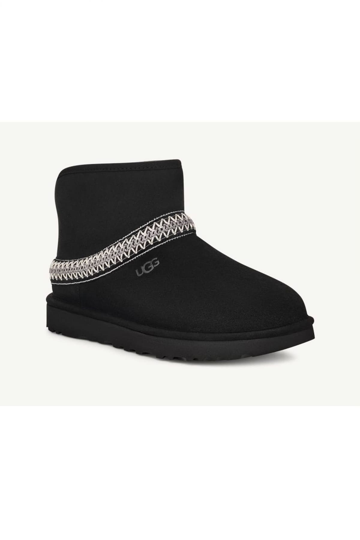 UGG ΠΑΠΟΥΤΣΙΑ ΜΠΟΤΑΚΙΑ W CLASSIC MINI CRESCENT LOGO ΜΑΥΡΟ