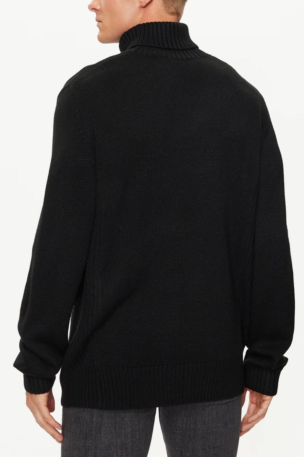 KARL LAGERFELD JEANS ΠΛΕΚΤΟ ROLLNECK REGULAR ΜΑΥΡΟ