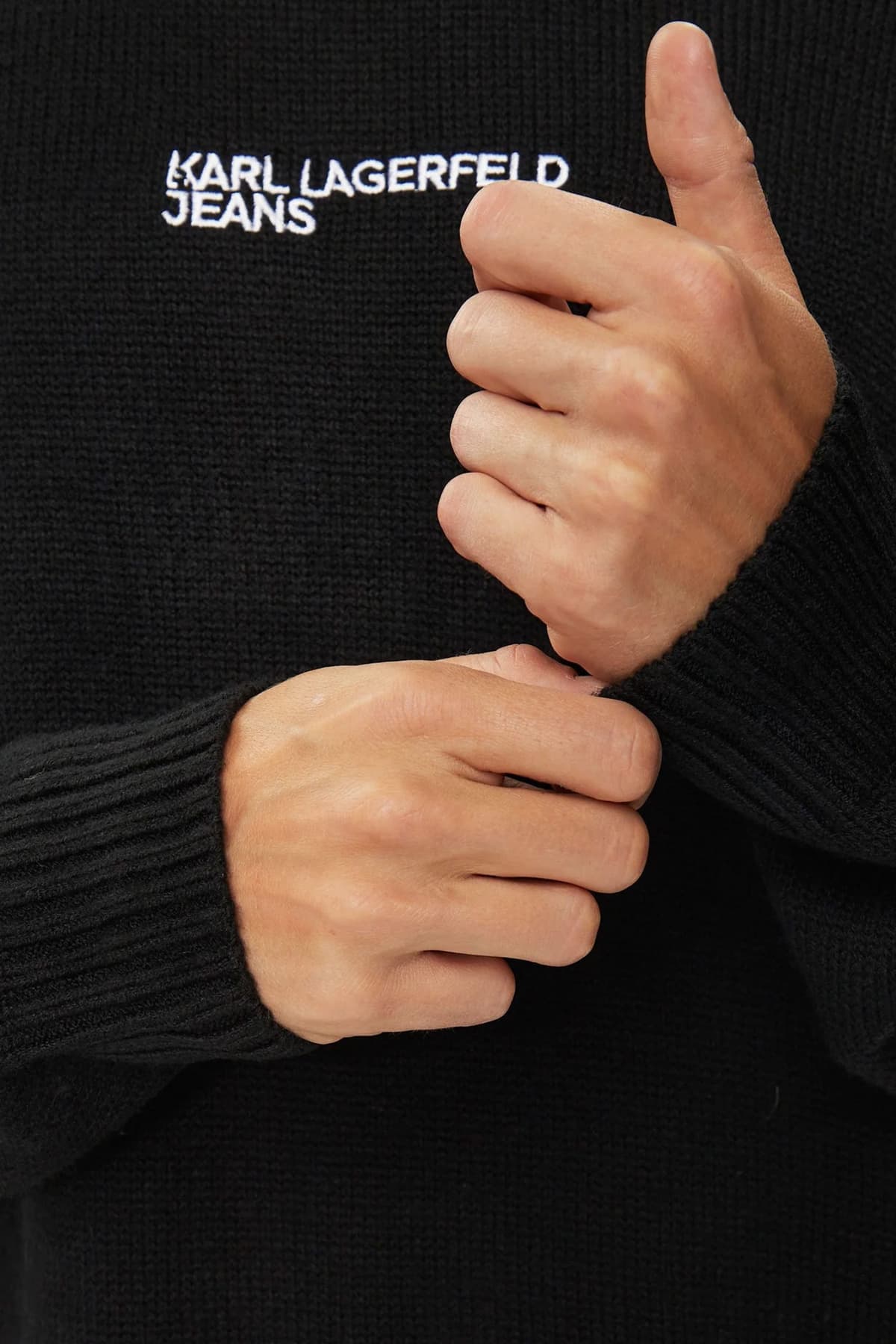 KARL LAGERFELD JEANS ΠΛΕΚΤΟ ROLLNECK REGULAR ΜΑΥΡΟ