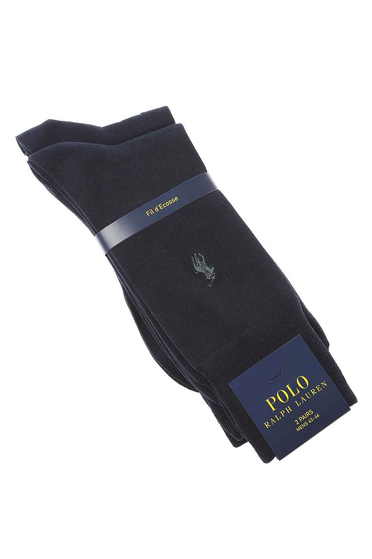 RALPH LAUREN ΚΑΛΤΣΕΣ 2 PAIRS LOGO FIL D'ECOSSE ΜΠΛΕ