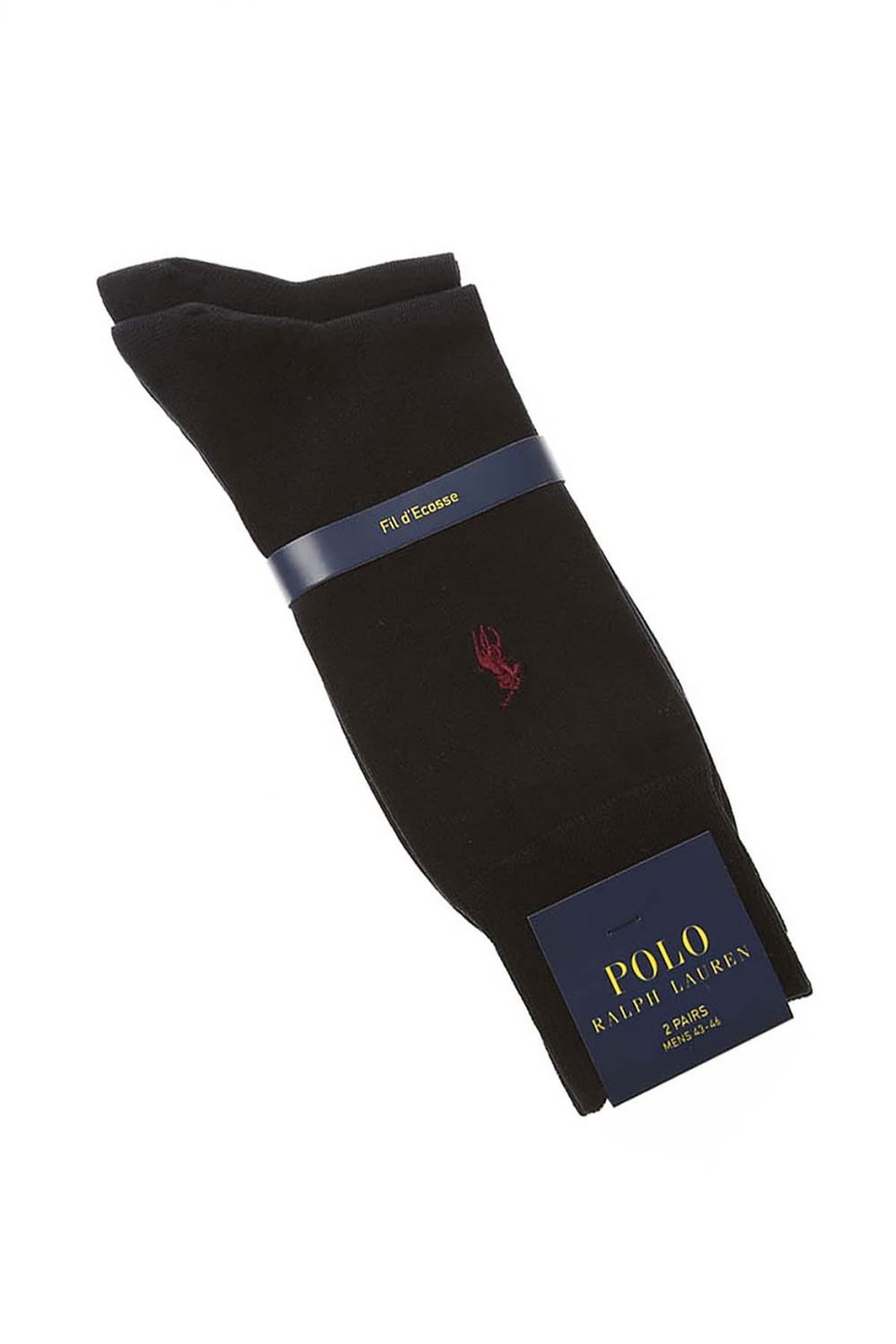 RALPH LAUREN ΚΑΛΤΣΕΣ 2 PAIRS LOGO FIL D'ECOSSE ΜΑΥΡΟ