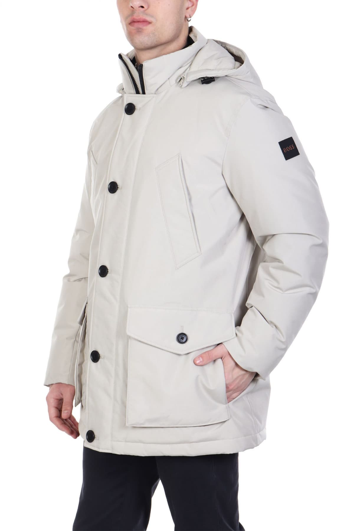 BOSS CASUAL ΜΠΟΥΦΑΝ JACKET ΑΠΟΣΠΩΜΕΝΗ ΚΟΥΚΟΥΛΑ OSIASS ΜΠΕΖ