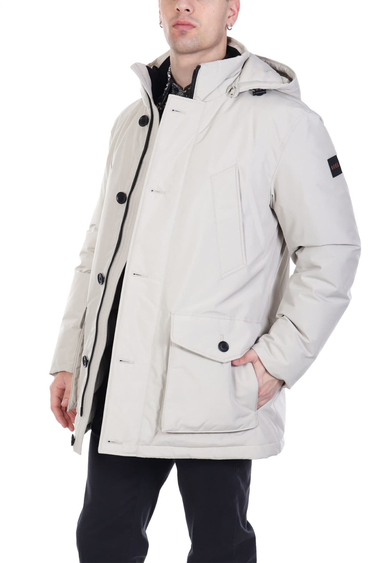 BOSS CASUAL ΜΠΟΥΦΑΝ JACKET ΑΠΟΣΠΩΜΕΝΗ ΚΟΥΚΟΥΛΑ OSIASS ΜΠΕΖ