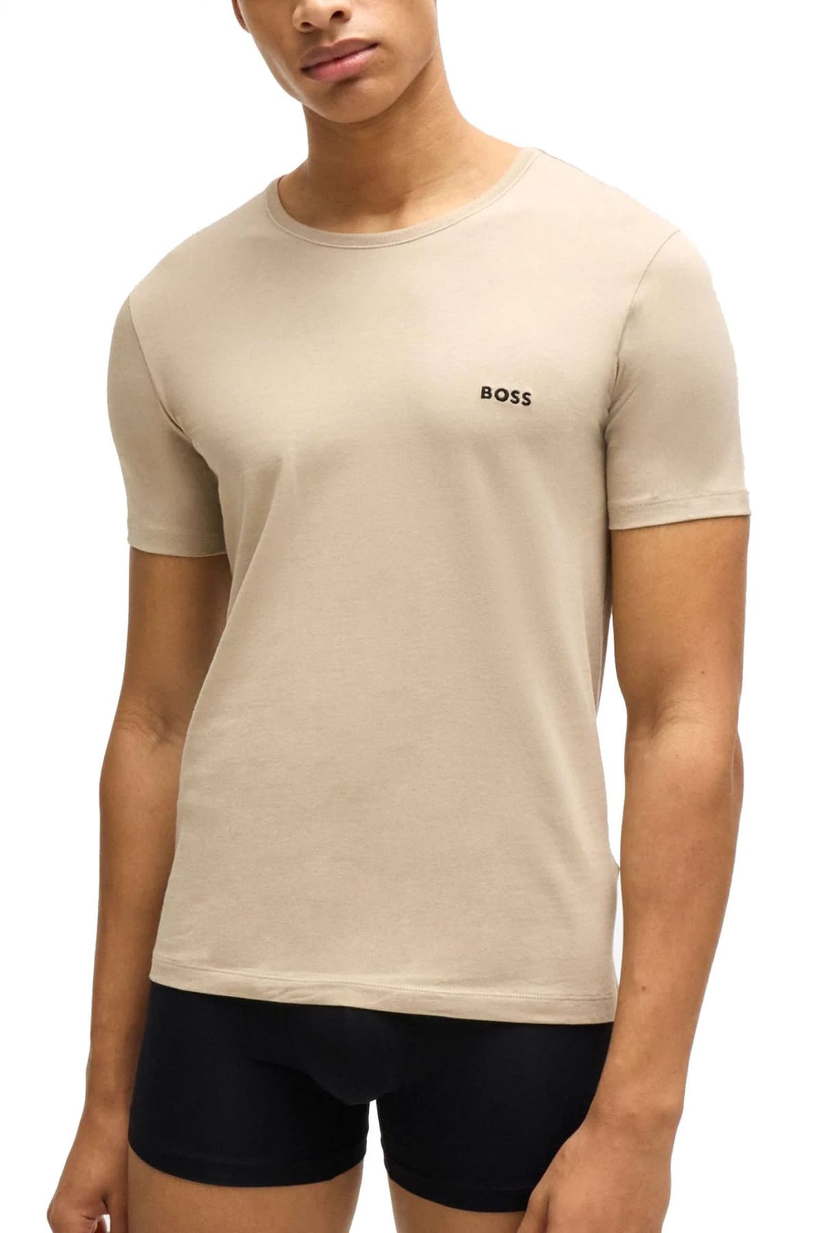 BOSS ΕΣΩΡΟΥΧΟ 3P T-SHIRT CREW NECK REGULAR FIT TSHIRTRN CLASSIC ΜΑΥΡΟ-ΜΠΕΖ -ΓΚΡΙ