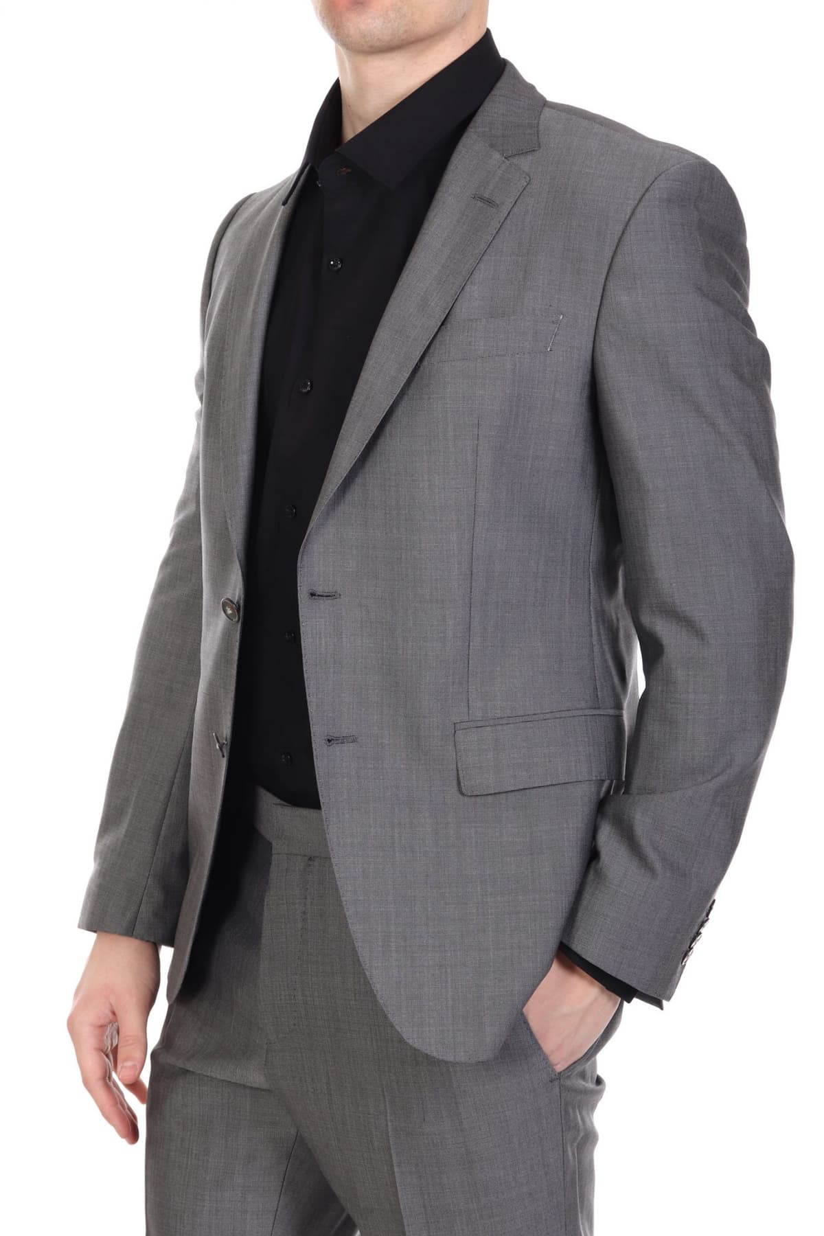 BOSS ΚΟΣΤΟΥΜΙ SLIM FIT GUABELLO 1815 STRETCH TAILORING H-HUGE-2PCS-224 ΓΚΡΙ