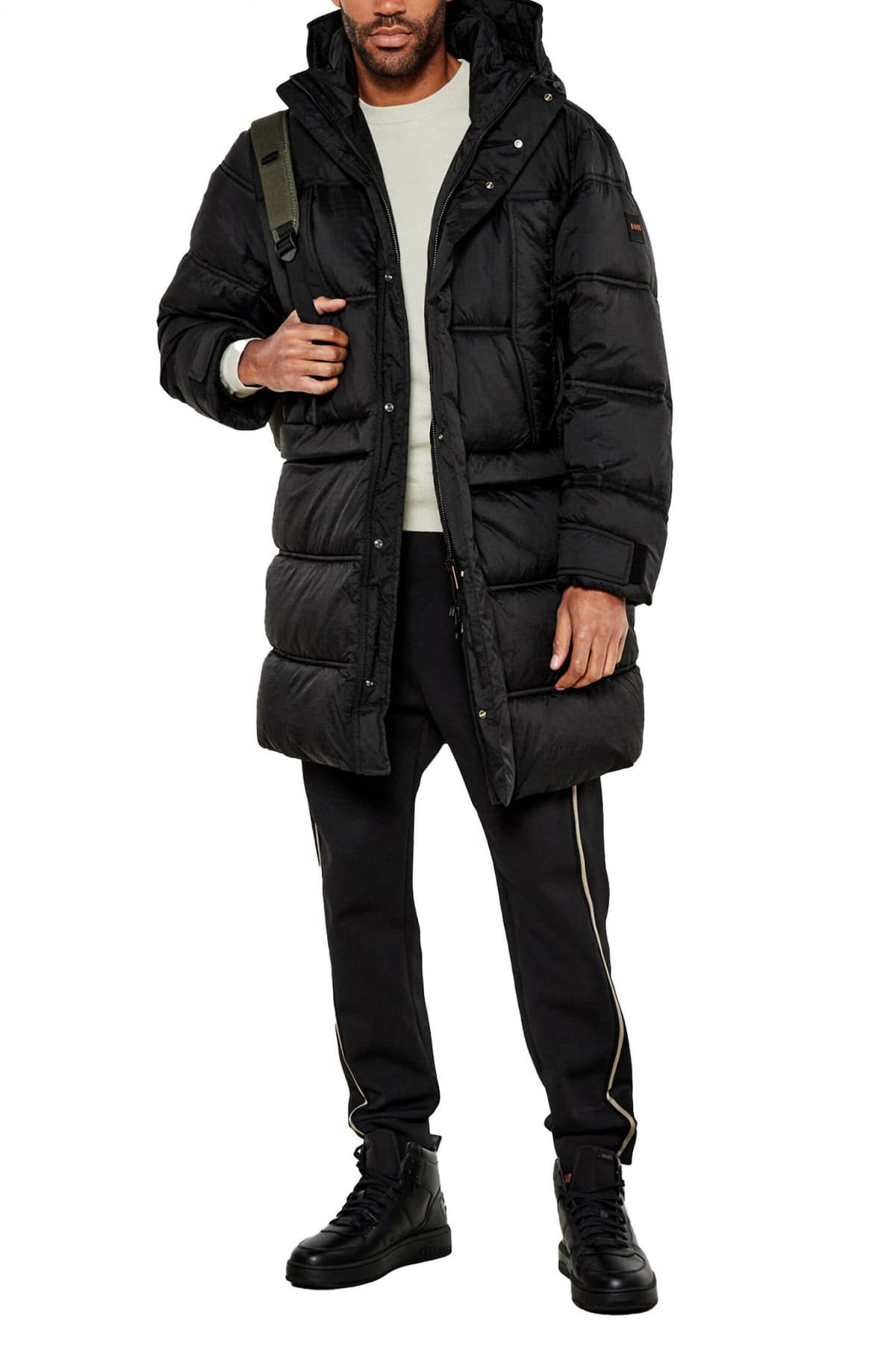 BOSS CASUAL ΜΠΟΥΦΑΝ PUFFER HOODIE OLOMIS1 ΜΑΥΡΟ