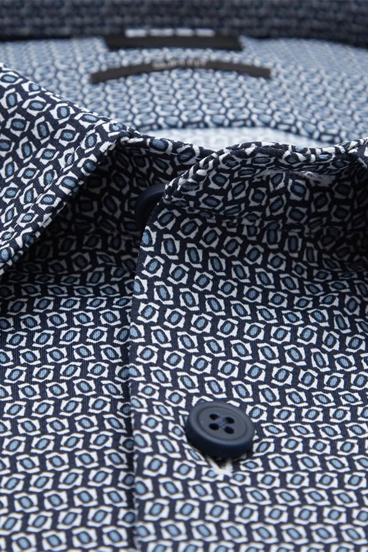 BOSS ΠΟΥΚΑΜΙΣΟ ΜΙΚΡΟΣΧΕΔΙΟ SLIM FIT P-ROAN-KENT-C1-233 ΜΠΛΕ