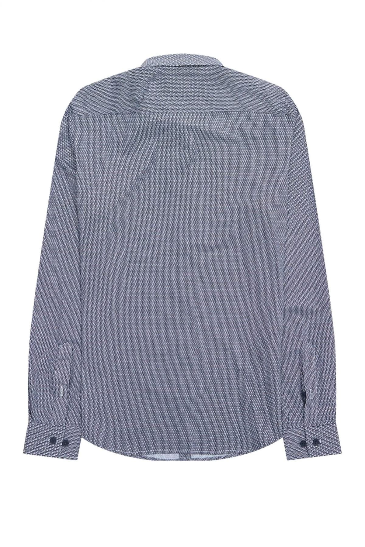 BOSS ΠΟΥΚΑΜΙΣΟ ΜΙΚΡΟΣΧΕΔΙΟ SLIM FIT P-ROAN-KENT-C1-233 ΜΠΛΕ