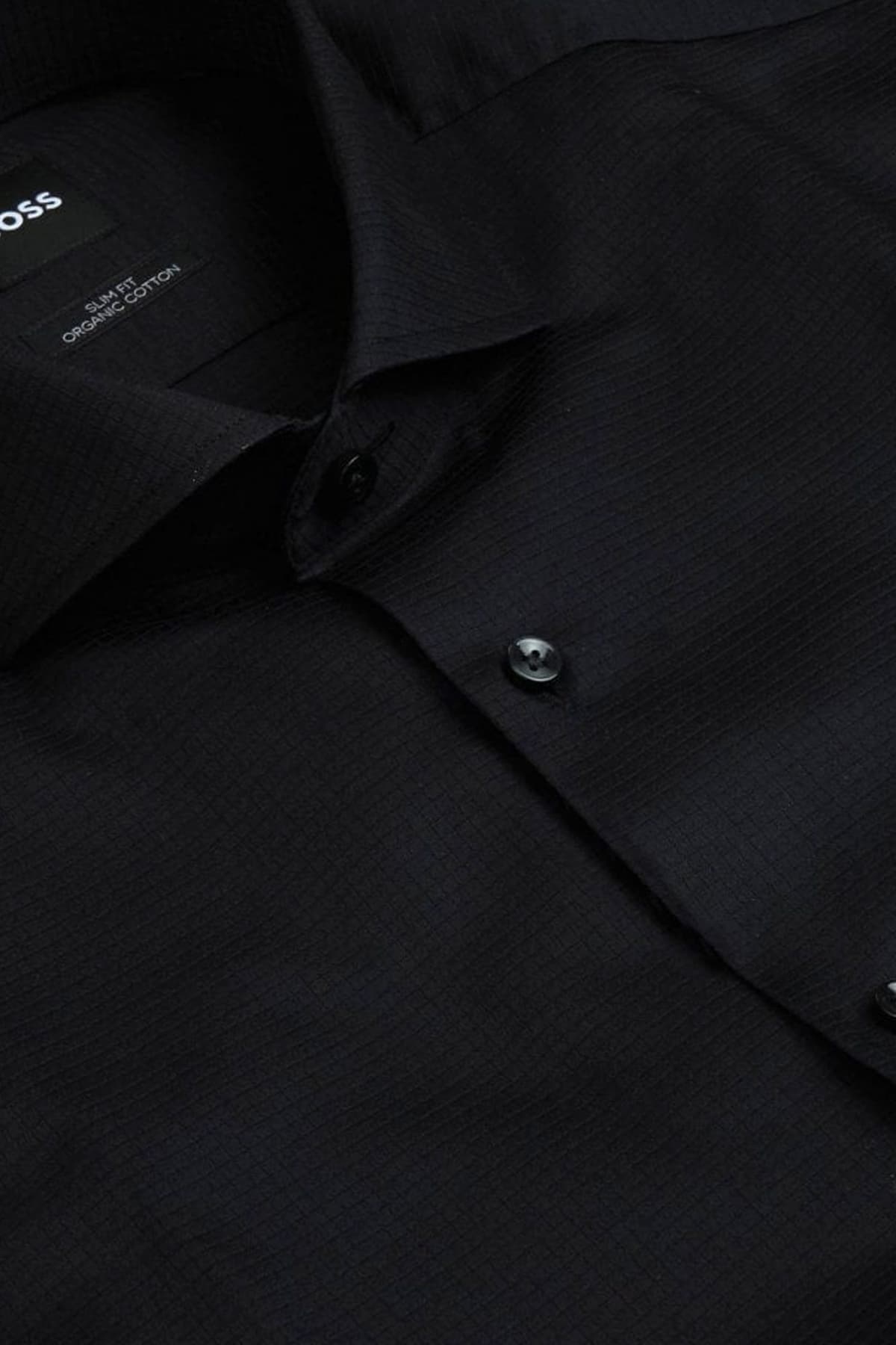 BOSS ΠΟΥΚΑΜΙΣΟ SLIM FIT ΜΑΝΙΚΕΤΟΚΟΥΜΠΟ H-Hank-Spread-CV-244 ΜΑΥΡΟ