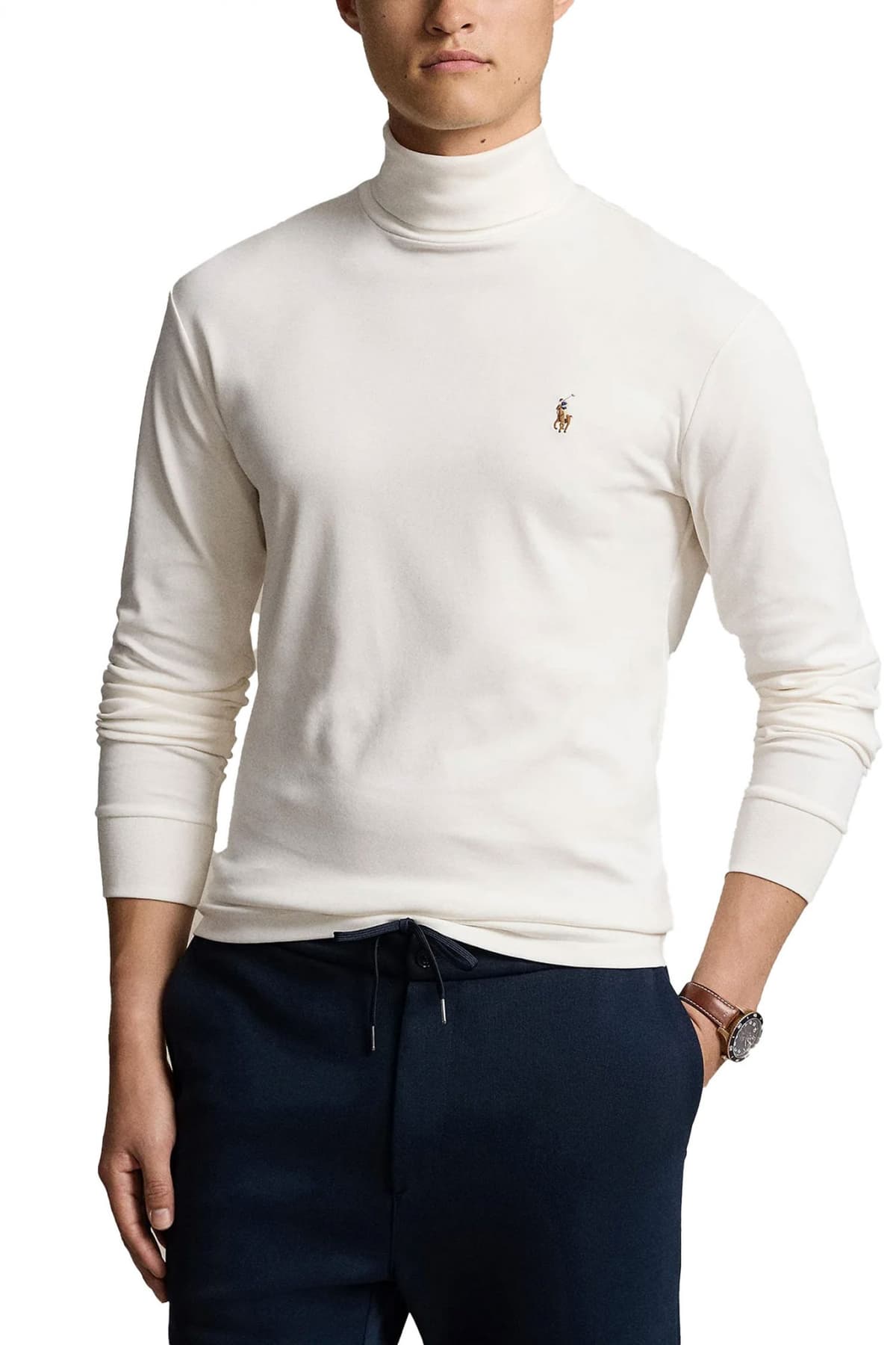 RALPH LAUREN T-SHIRT ROLLNECK LOGO ΥΠΟΛΕΥΚΟ