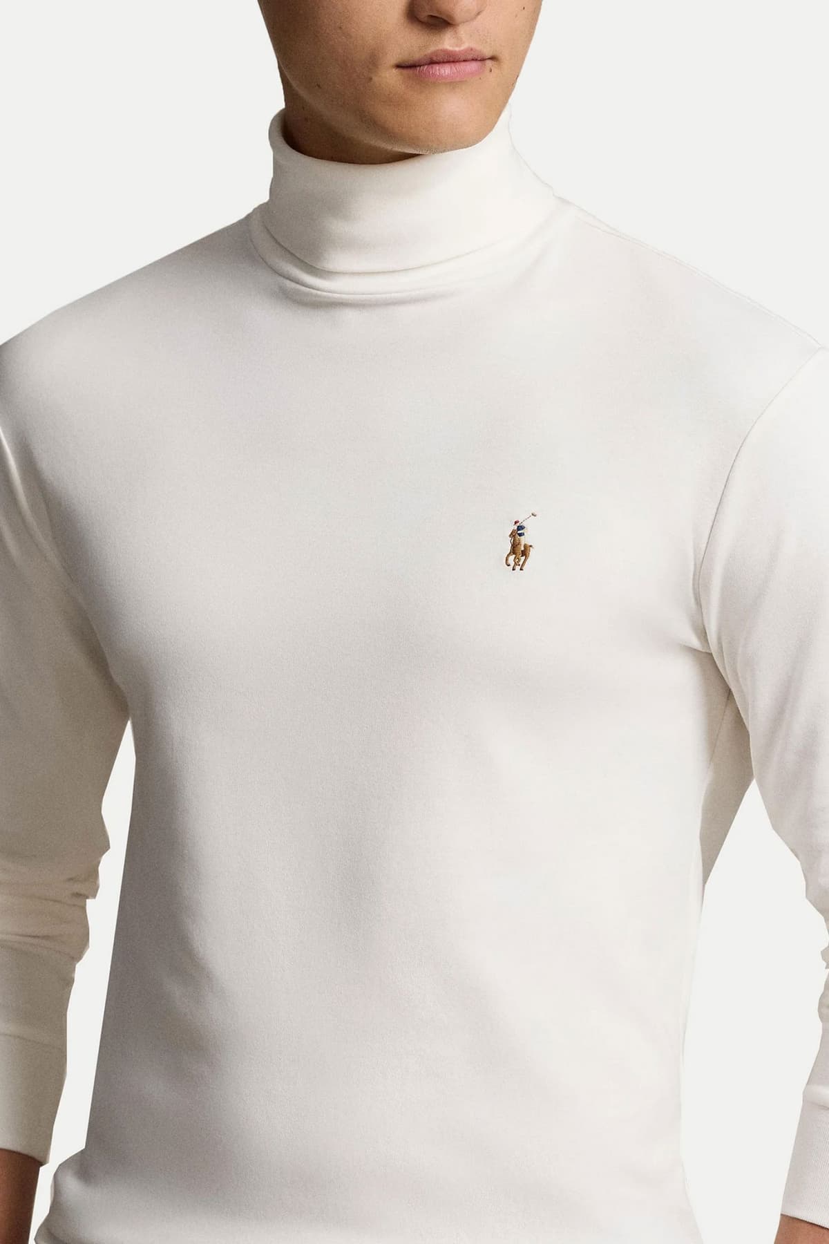 RALPH LAUREN T-SHIRT ROLLNECK LOGO ΥΠΟΛΕΥΚΟ