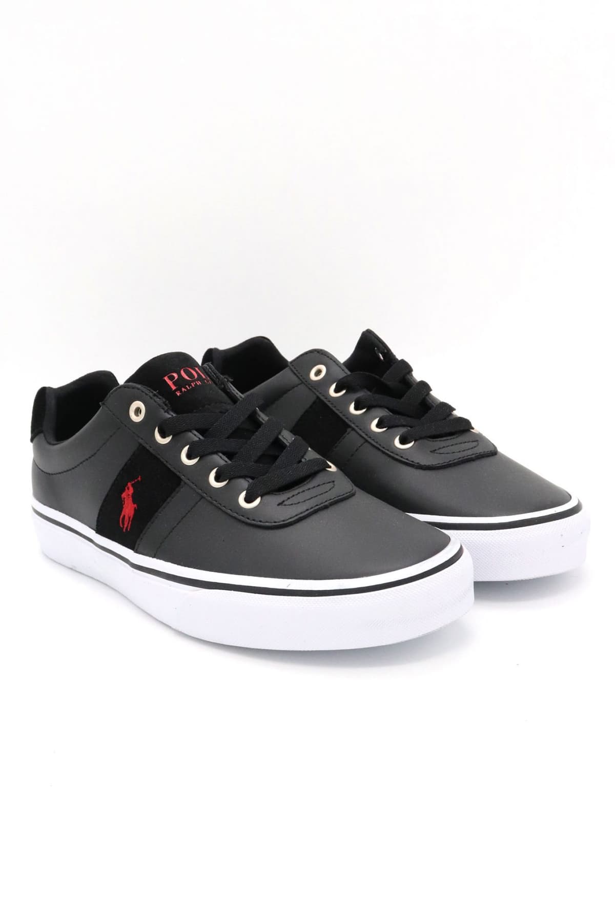 RALPH LAUREN ΠΑΠΟΥΤΣΙΑ SNEAKERS HANFORD II-SK-LTL ΜΑΥΡΟ-ΚΟΚΚΙΝΟ