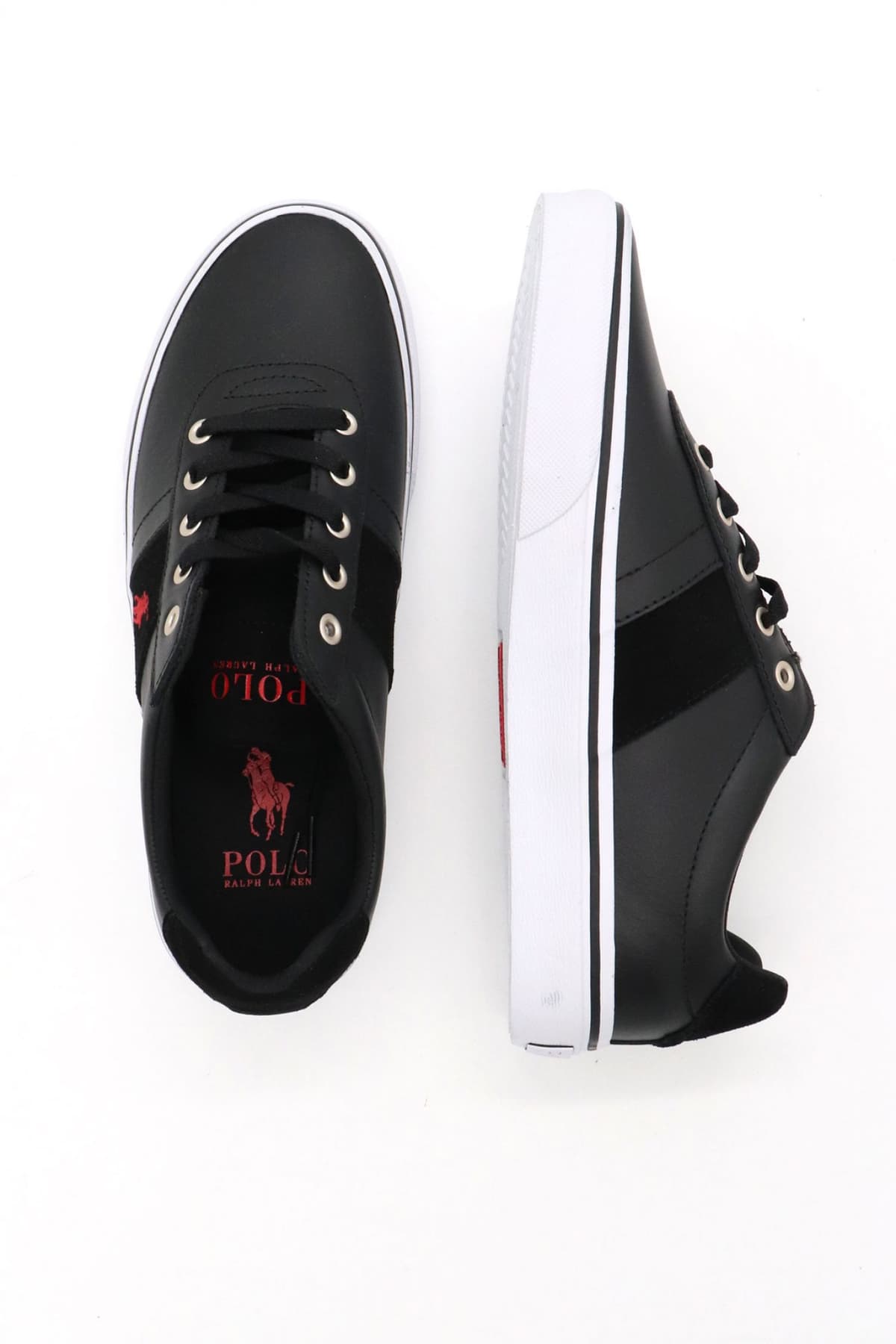 RALPH LAUREN ΠΑΠΟΥΤΣΙΑ SNEAKERS HANFORD II-SK-LTL ΜΑΥΡΟ-ΚΟΚΚΙΝΟ