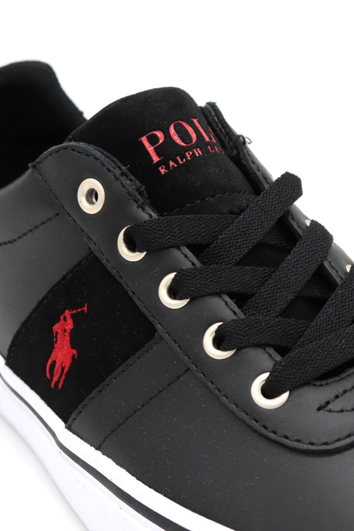 RALPH LAUREN ΠΑΠΟΥΤΣΙΑ SNEAKERS HANFORD II-SK-LTL ΜΑΥΡΟ-ΚΟΚΚΙΝΟ