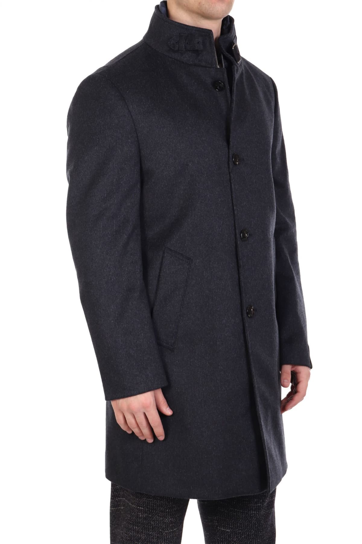 BALDESSARINI ΠΑΛΤΟ MODERN FIT HARRISON-3 MELANDE ΜΠΛΕ