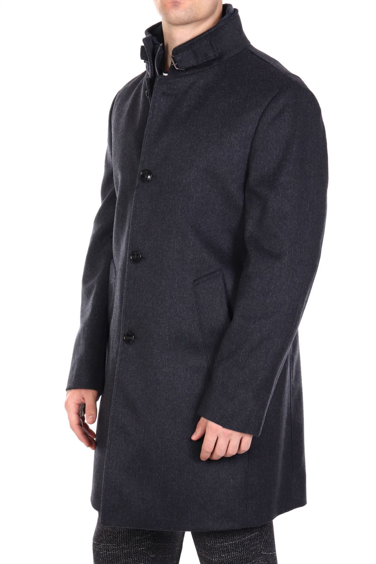 BALDESSARINI ΠΑΛΤΟ MODERN FIT HARRISON-3 MELANDE ΜΠΛΕ