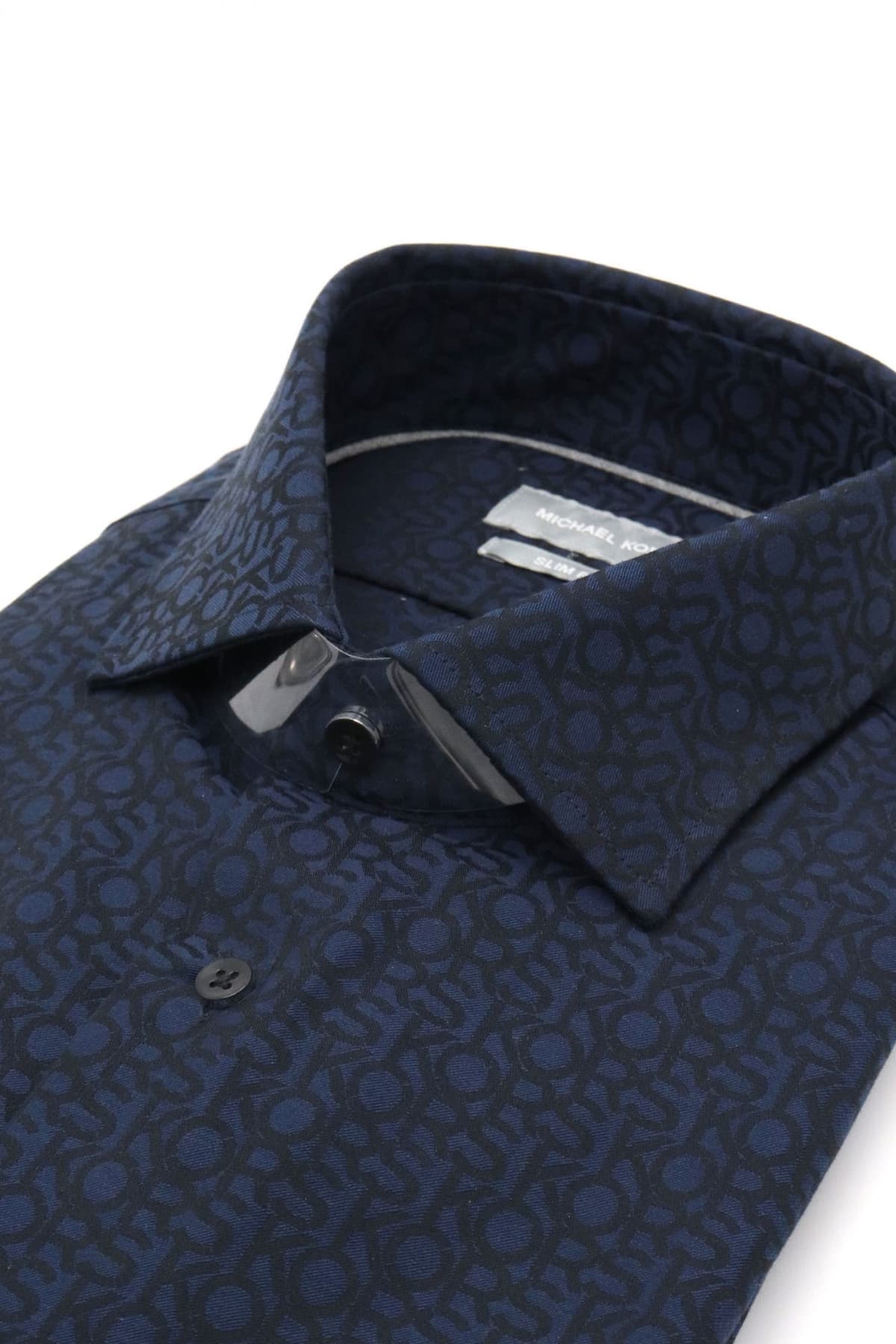 MICHAEL KORS ΠΟΥΚΑΜΙΣΟ SLIM FIT ALL OVER LOGO ΜΠΛΕ