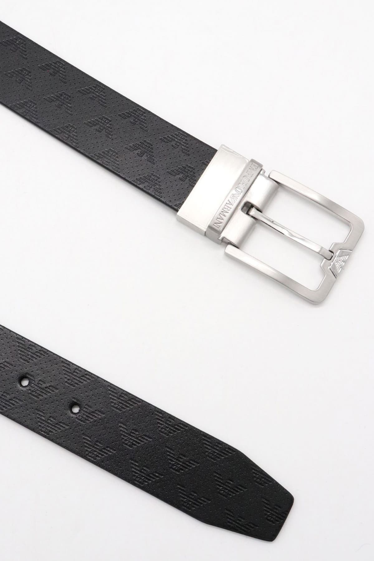 EMPORIO ARMANI ΖΩΝΗ REVERSIBLE ALL OVER LOGO ΜΑΥΡΟ