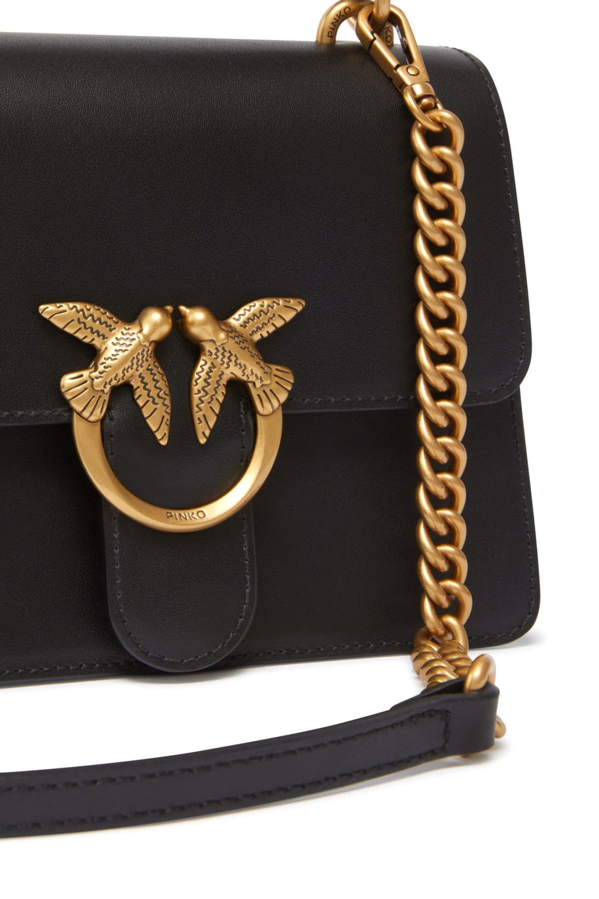 PINKO ΤΣΑΝΤΑΚΙ LOVE ONE TOP HANDLE MINI LIGHT VITELLO SETA ΜΑΥΡΟ