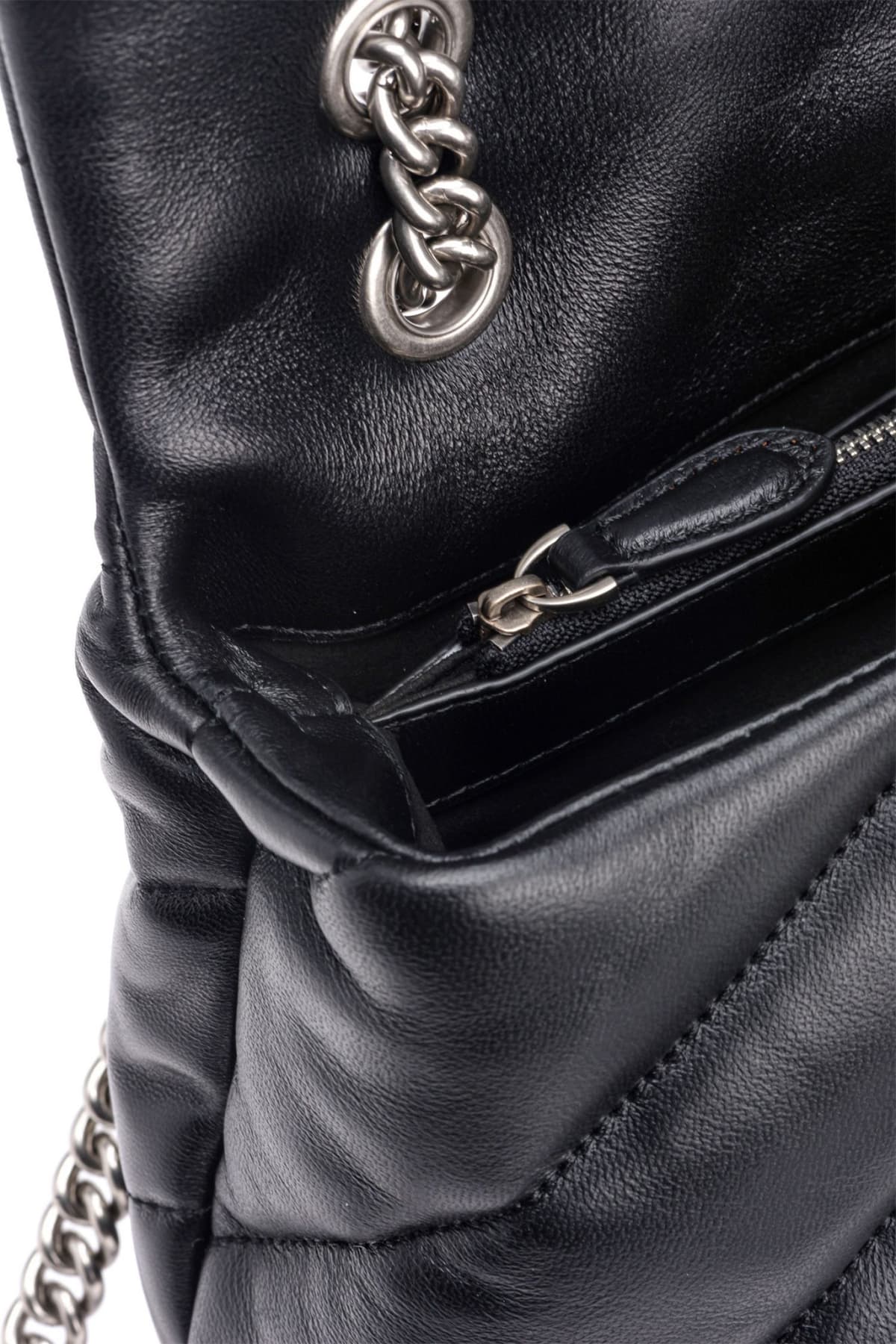 PINKO ΤΣΑΝΤΑ LOVE CLASSIC PUFF CL SHEEP NAPPA ΜΑΥΡΟ-OLD SILVER