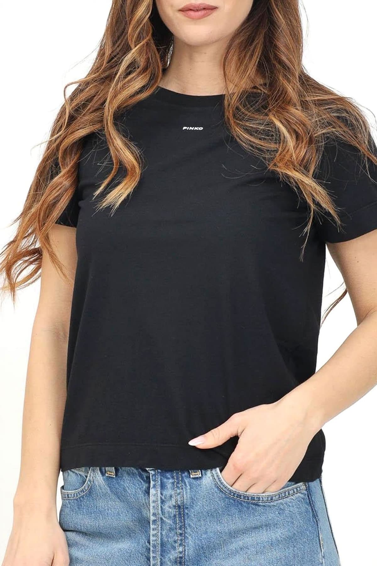 PINKO ΓΥΝΑΙΚΕΙΟ ΜΠΛΟΥΖΑΚΙ BASICO T-SHIRT ΜΑΥΡΟ