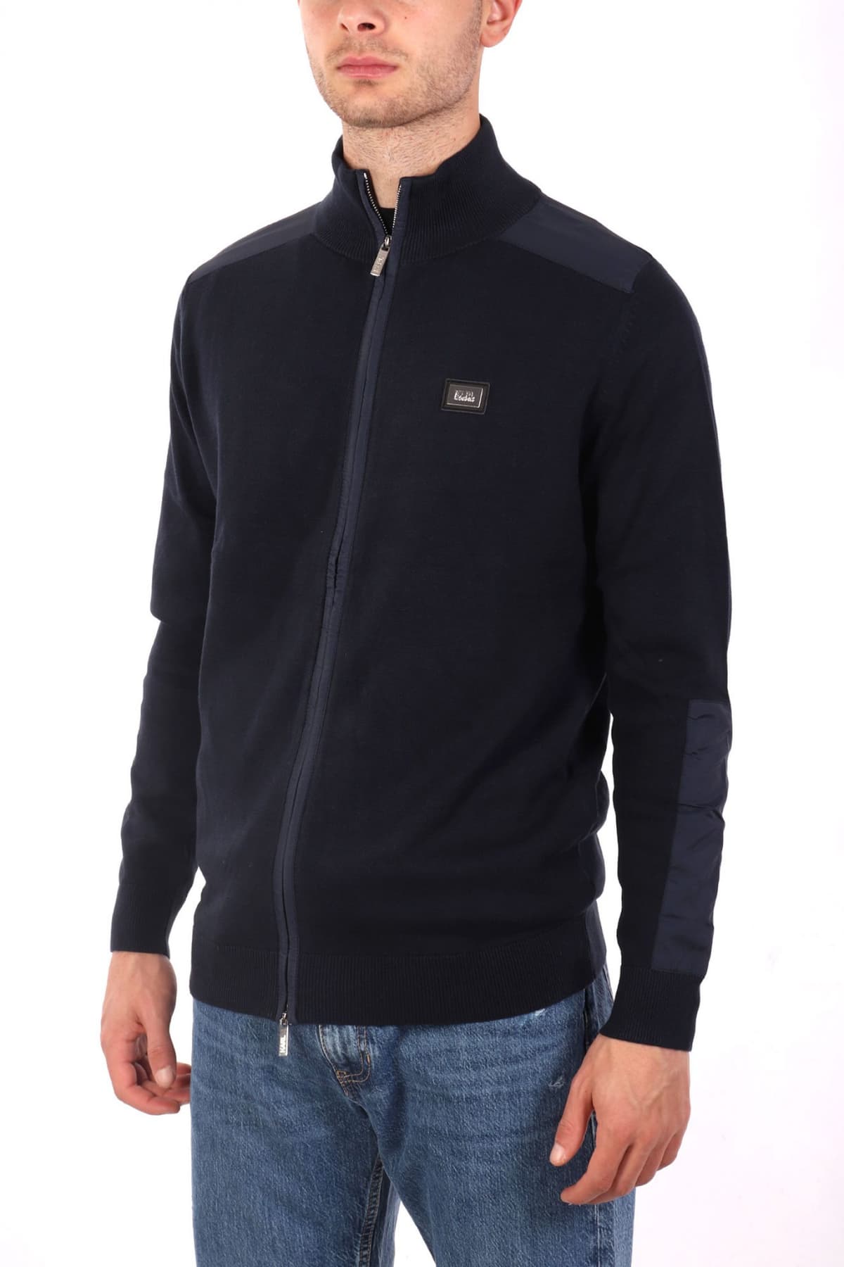 KARL LAGERFELD ΠΛΕΚΤΟ FULLZIP METALLIC LOGO ΜΠΛΕ