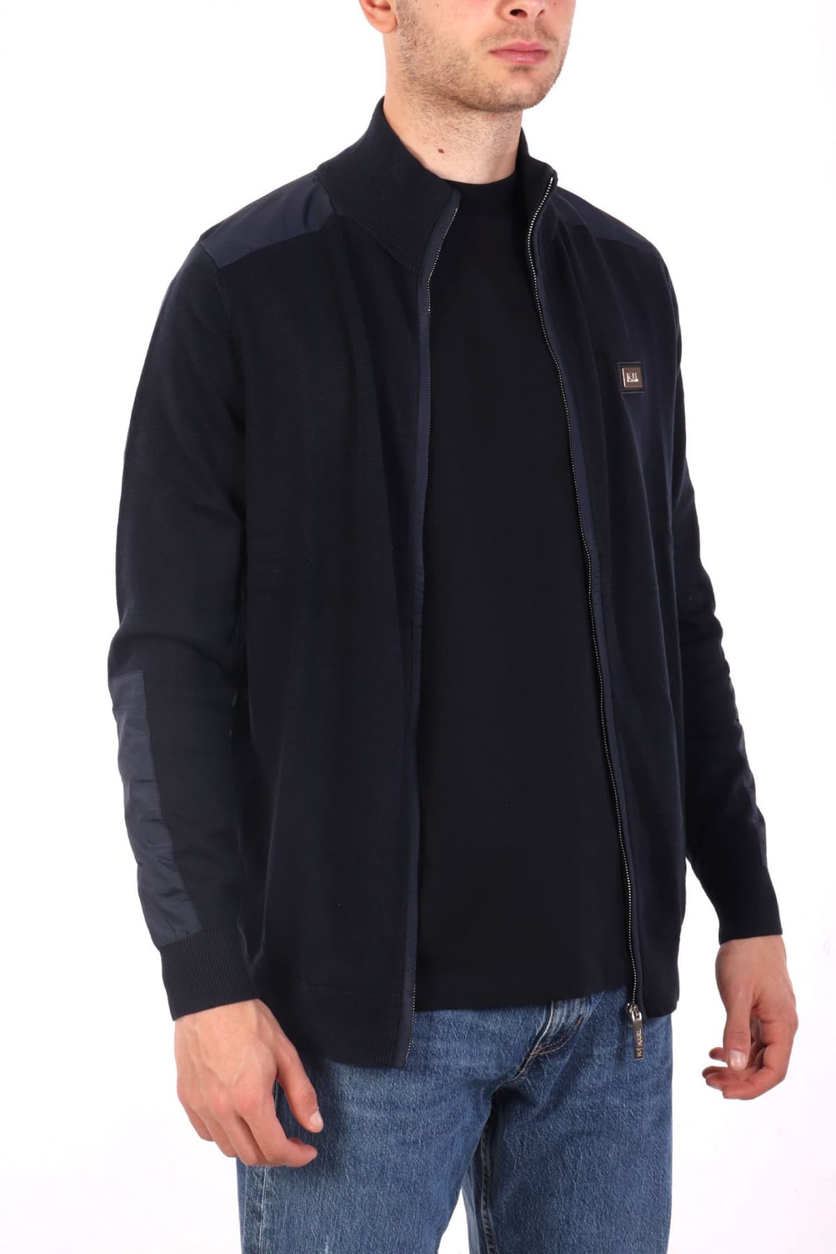 KARL LAGERFELD ΠΛΕΚΤΟ FULLZIP METALLIC LOGO ΜΠΛΕ