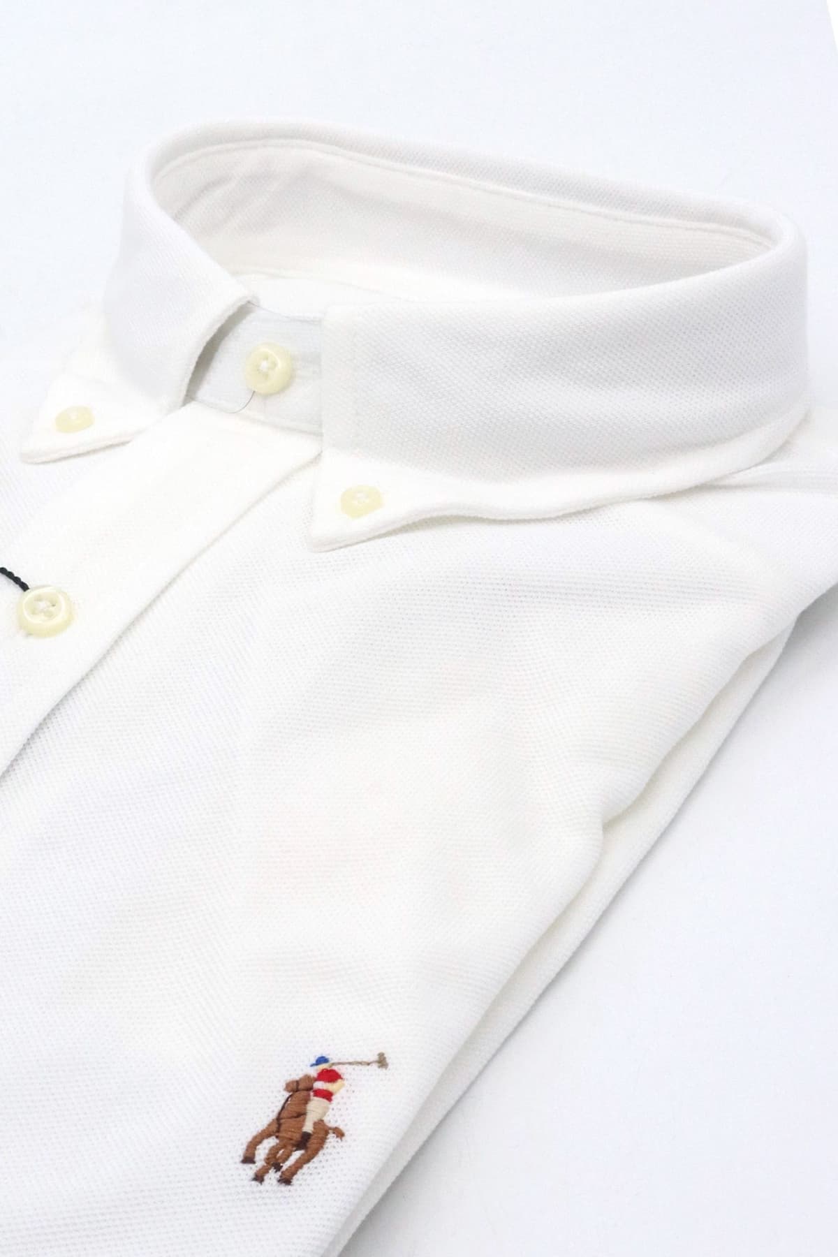 RALPH LAUREN ΠΟΥΚΑΜΙΣΟ PIQUET BUTTON DOWN KNIT OXFORD LOGO ΛΕΥΚΟ