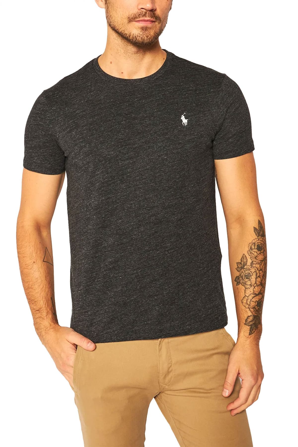 RALPH LAUREN T-SHIRT CUSTOM SLIM FIT LOGO ΑΝΘΡΑΚΙ