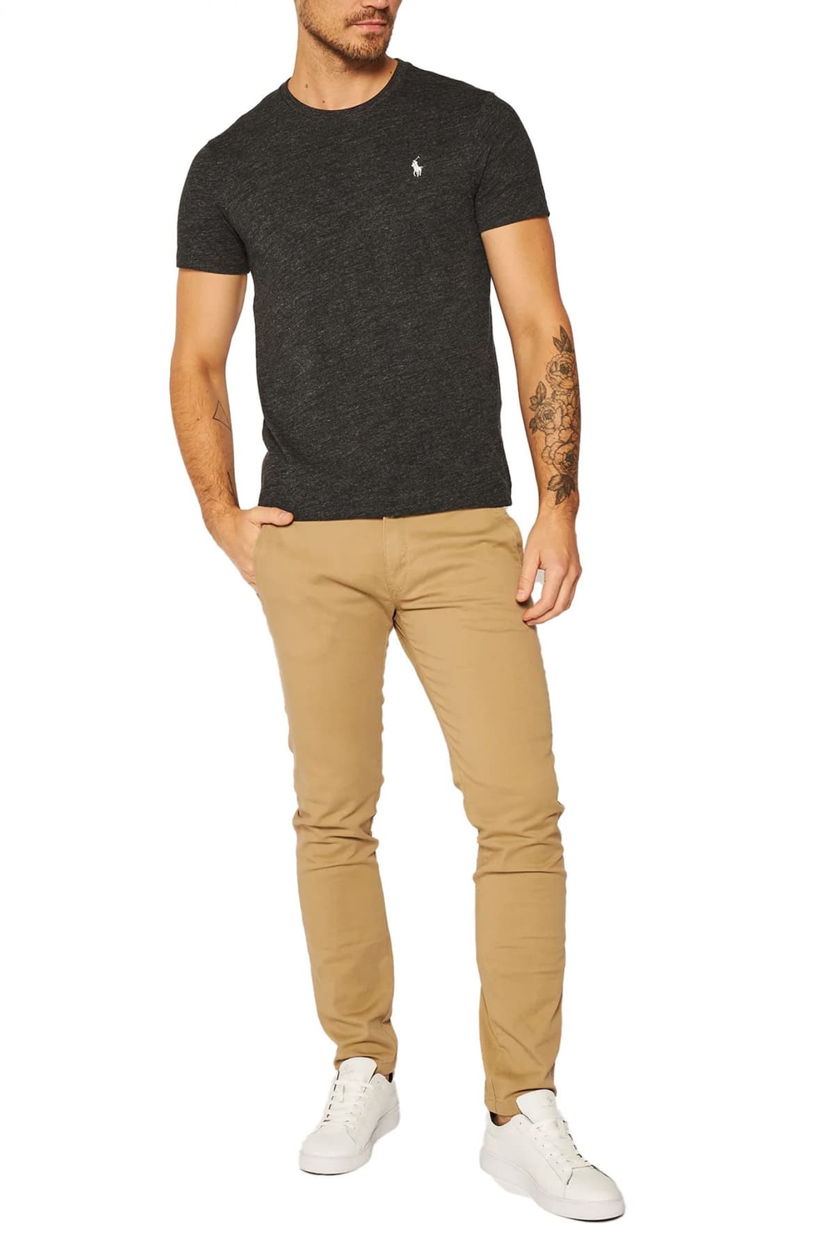 RALPH LAUREN T-SHIRT CUSTOM SLIM FIT LOGO ΑΝΘΡΑΚΙ