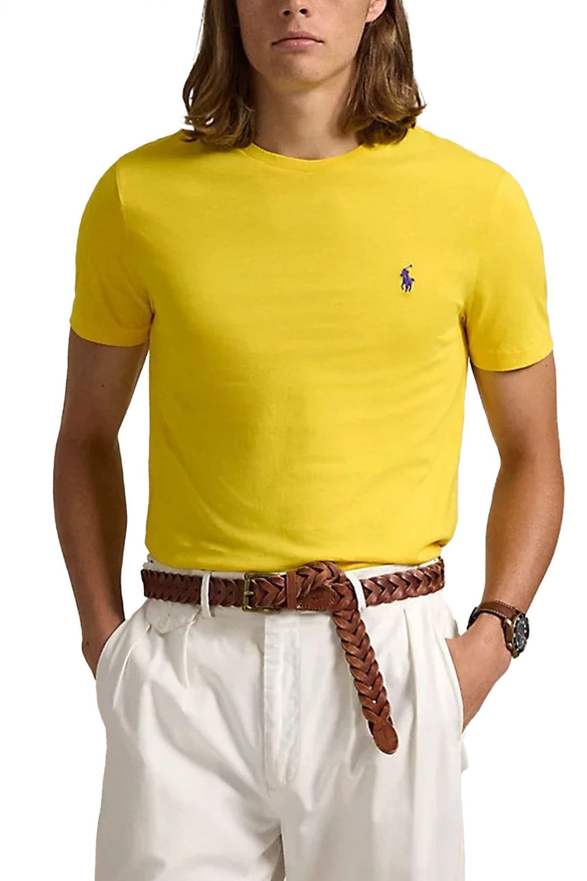 RALPH LAUREN T-SHIRT CUSTOM SLIM FIT LOGO ΚΙΤΡΙΝΟ