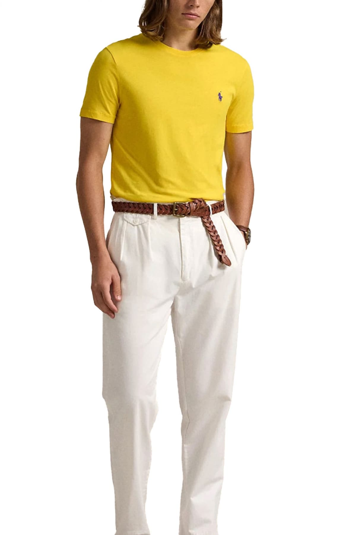 RALPH LAUREN T-SHIRT CUSTOM SLIM FIT LOGO ΚΙΤΡΙΝΟ