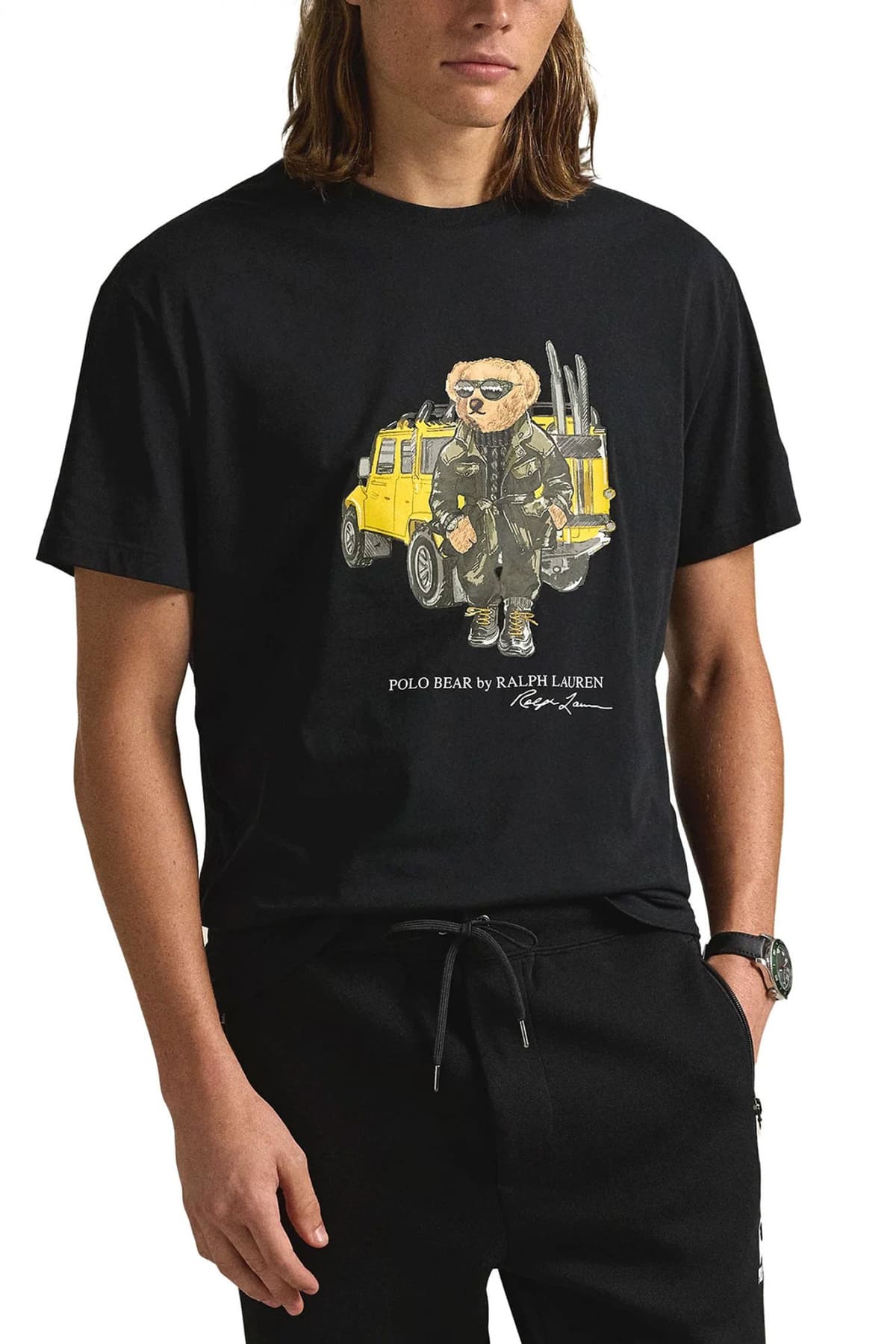 RALPH LAUREN T-SHIRT CLASSIC FIT LOGO BEAR ΜΑΥΡΟ