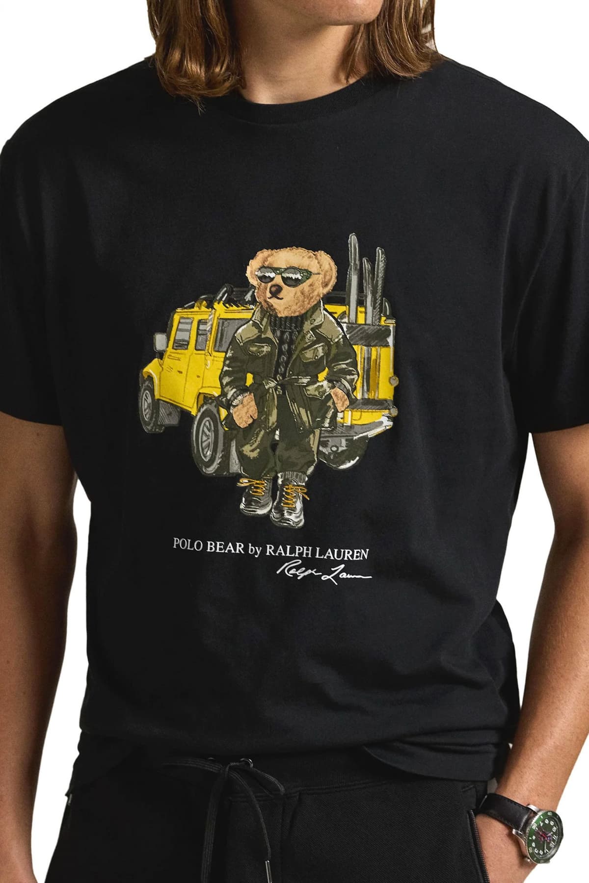 RALPH LAUREN T-SHIRT CLASSIC FIT LOGO BEAR ΜΑΥΡΟ