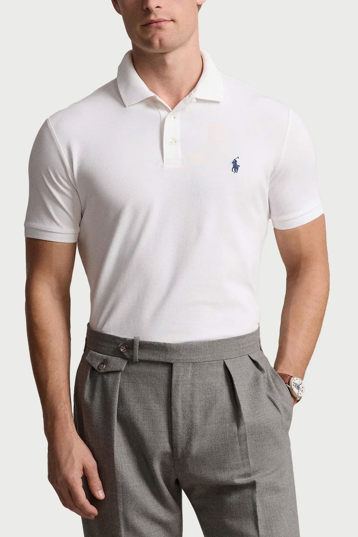 RALPH LAUREN POLO CUSTOM SLIM FIT STRETCH MESH LOGO ΛΕΥΚΟ