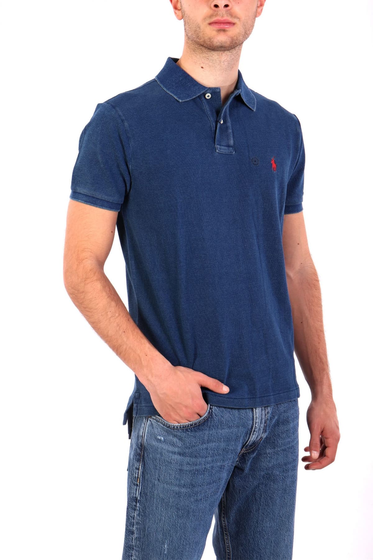 RALPH LAUREN POLO CUSTOM SLIM FIT LOGO WASHED ΡΑΦ ΜΠΛΕ