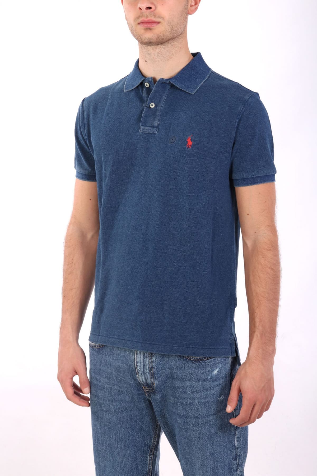RALPH LAUREN POLO CUSTOM SLIM FIT LOGO WASHED ΡΑΦ ΜΠΛΕ