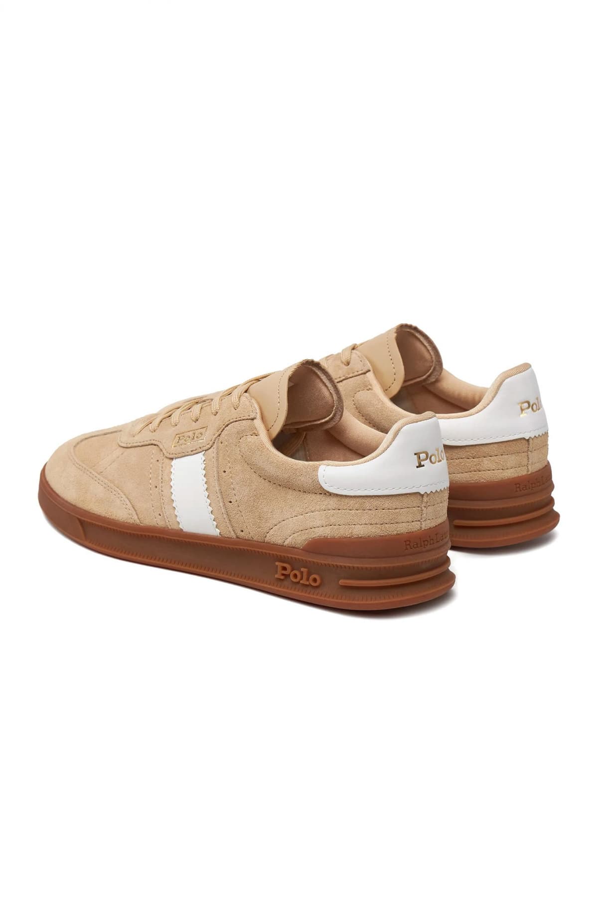 RALPH LAUREN ΠΑΠΟΥΤΣΙΑ SNEAKERS HTR AERA-SK-LTL CHAMOIS ΣΟΥΕΤ LOGO ΛΕΥΚΕΣ ΛΕΠΤΟΜΕΡΕΙΕΣ ΜΠΕΖ