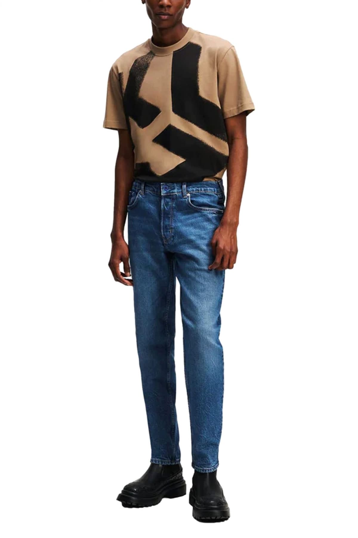 KARL LAGERFELD JEANS ΠΑΝΤΕΛΟΝΙ JEANS KLJ TAPERED DENIM ΜΠΛΕ ΣΚΟΥΡΟ