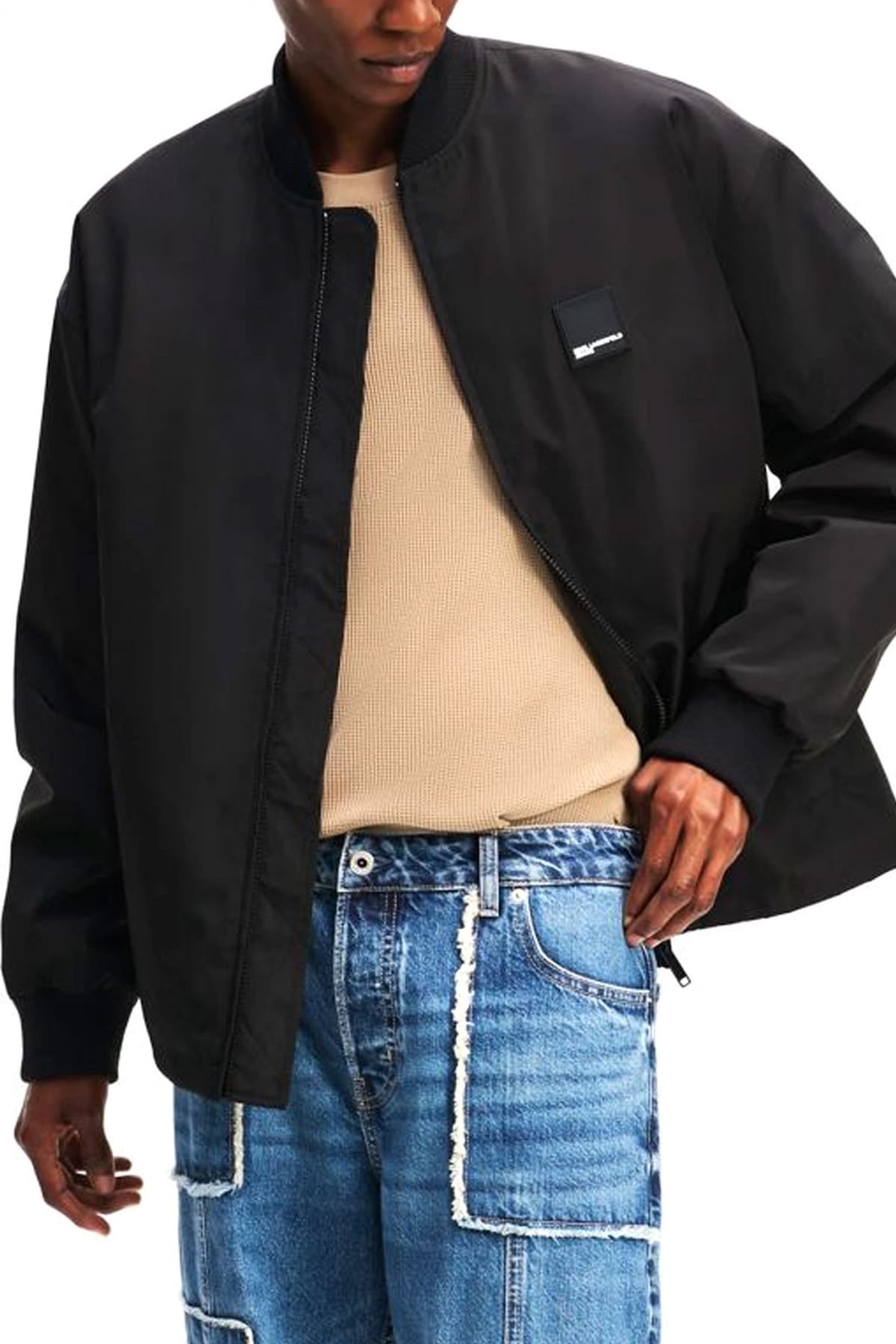 KARL LAGERFELD JEANS ΜΠΟΥΦΑΝ JACKET KLJ BOMBER ΜΑΥΡΟ