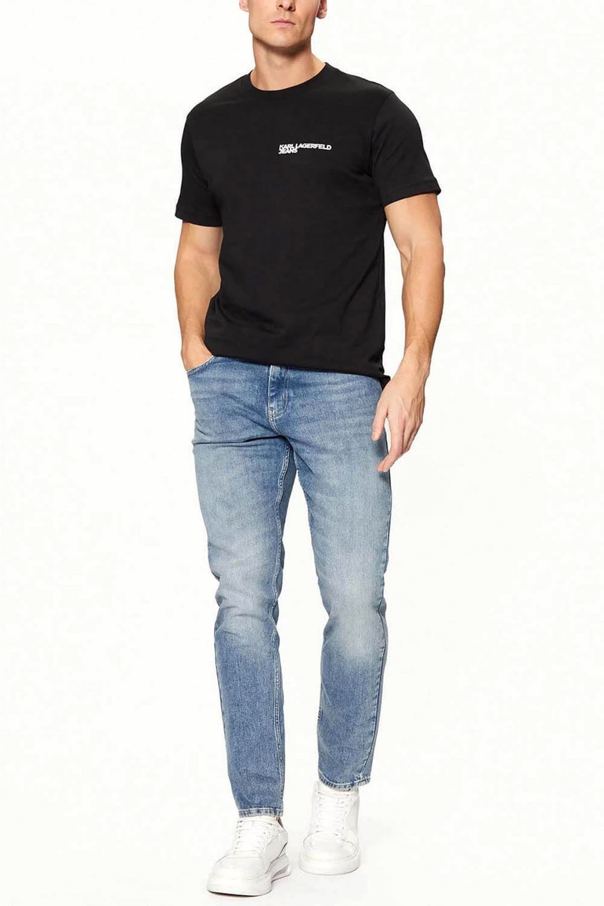 KARL LAGERFELD JEANS T-SHIRT KLJ SLIM SS TEE ΜΑΥΡΟ